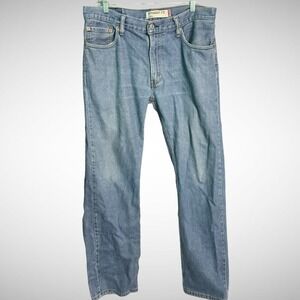 Levis 505 Jeans Mens 34 X 34 Solid Blue Denim Straight Fit Pre Owned